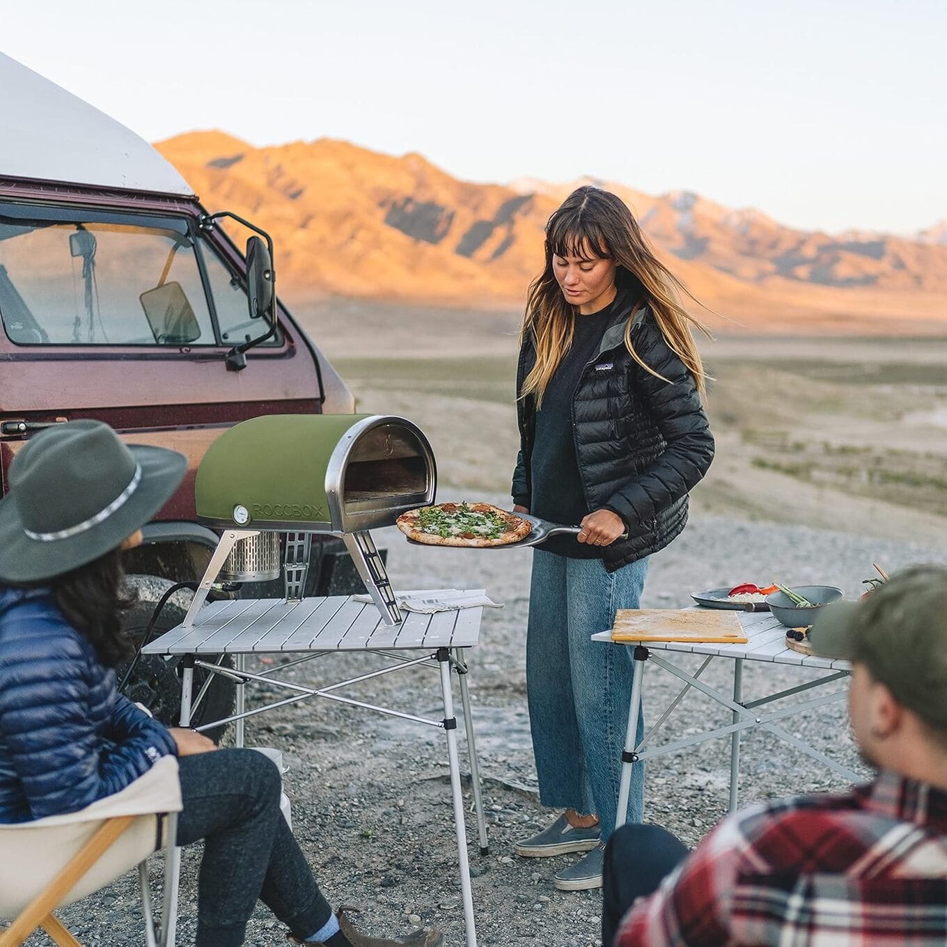 Outside with gozney pizza oven