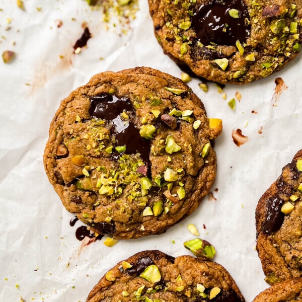 Vegan Dark Chocolate Chunk Pistachio Cookies