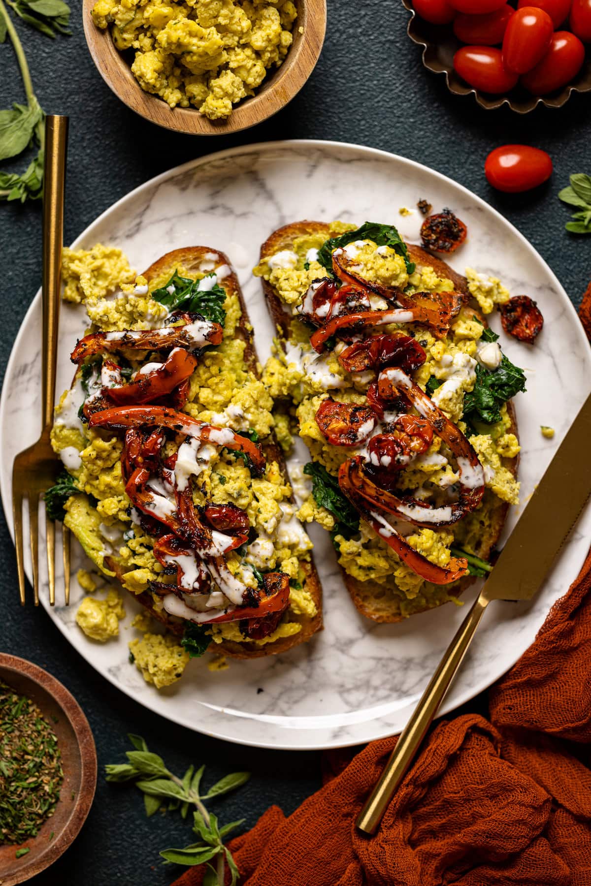 Vegan Pesto Egg Avocado Toast