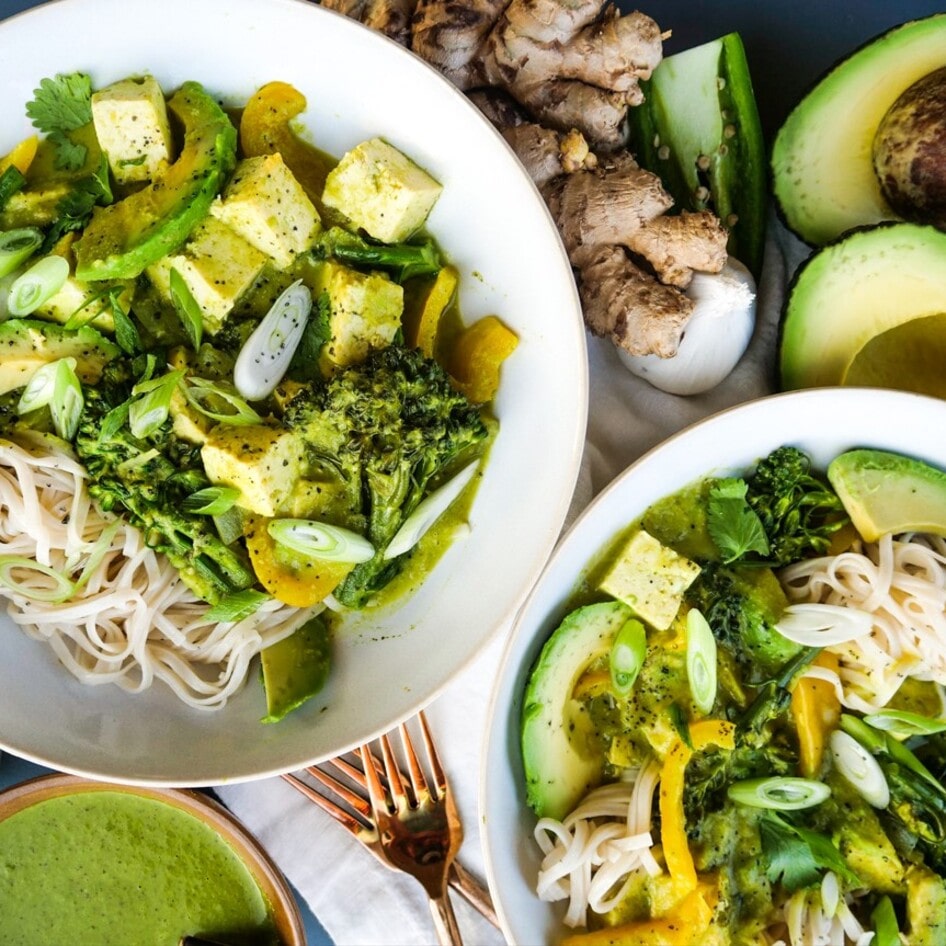 Spicy Avocado Coconut Curry Noodles
