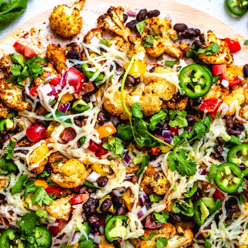 Loaded Spicy Cauliflower Nachos
