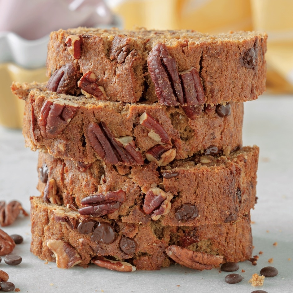 Homemade Banana Bread With Pecans and Chocolate Chips