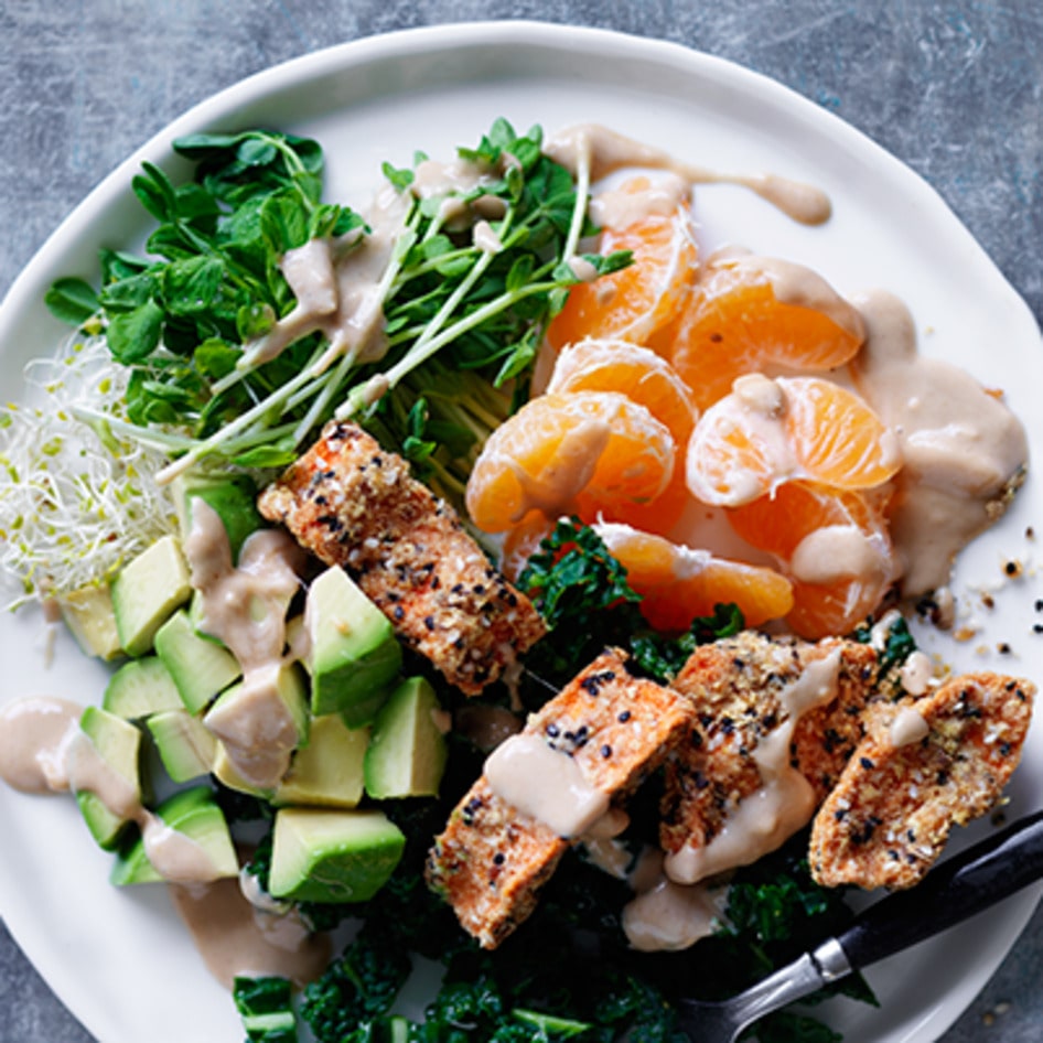 Plant-Based Avocado-Papaya Salmon Salad