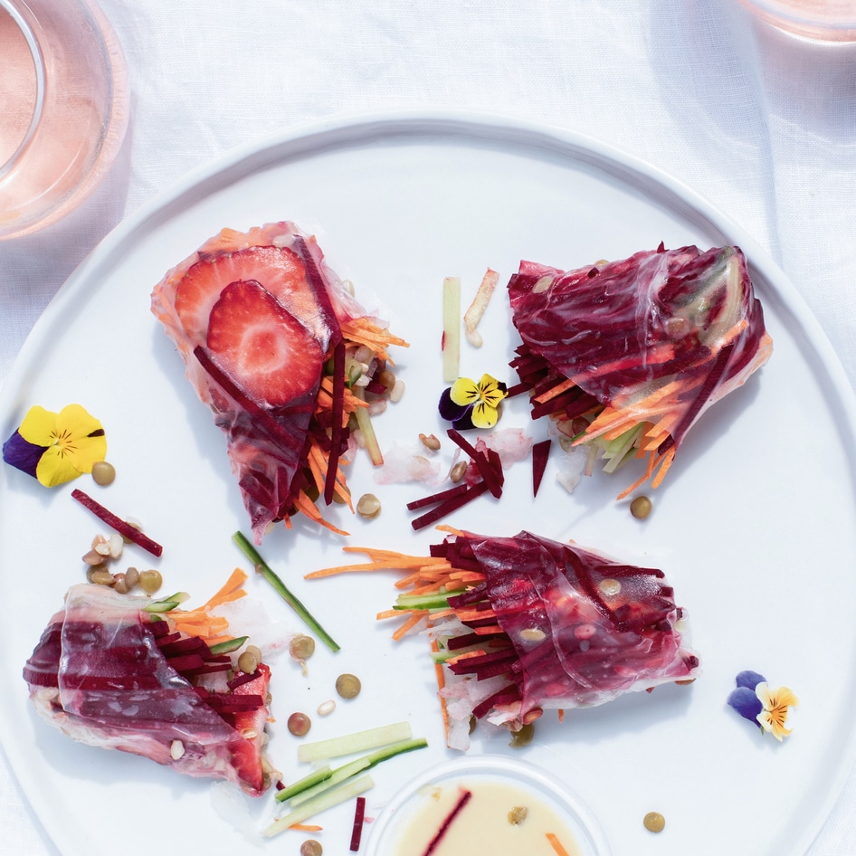 Rainbow Veggie Wraps With Soy Ginger Dipping Sauce