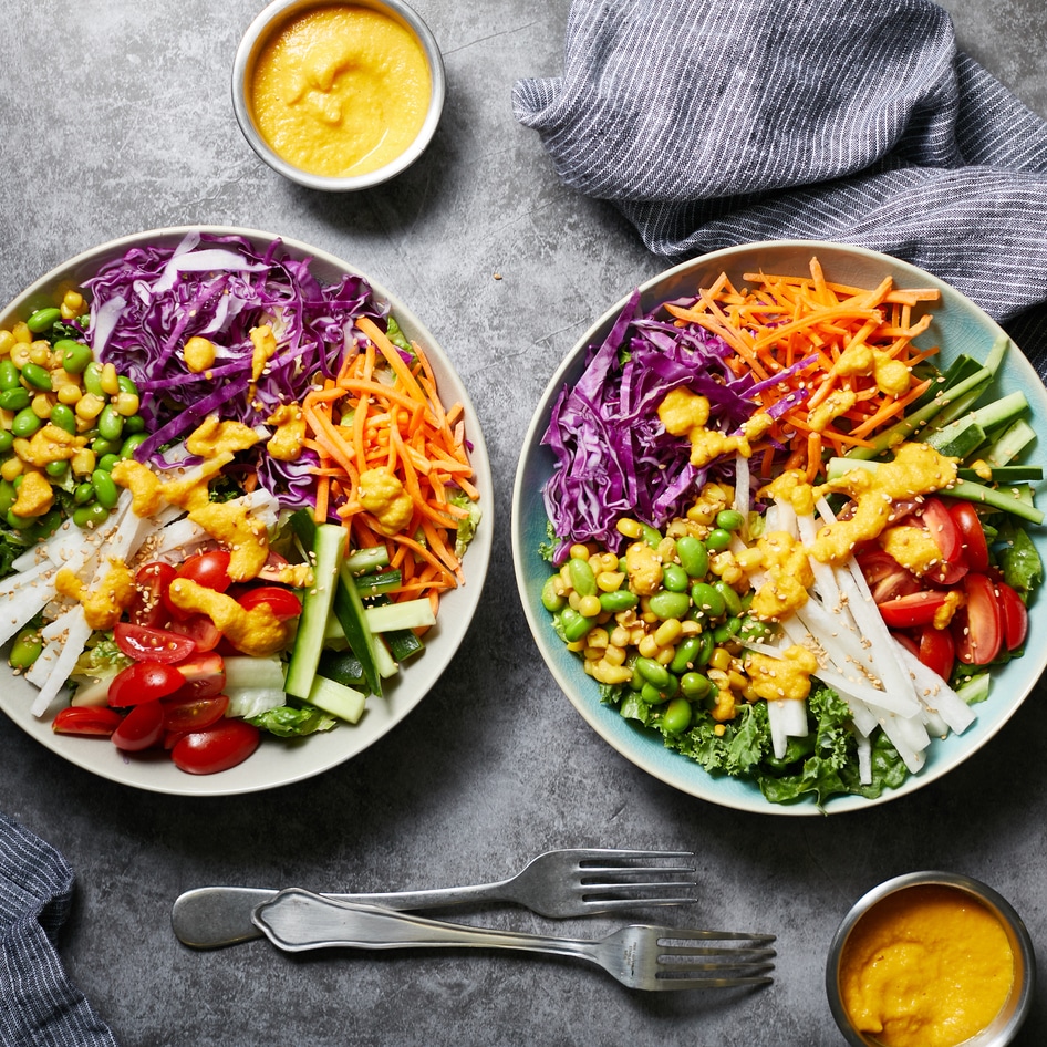 Japanese-Inspired Rainbow Salad With Carrot-Ginger Dressing