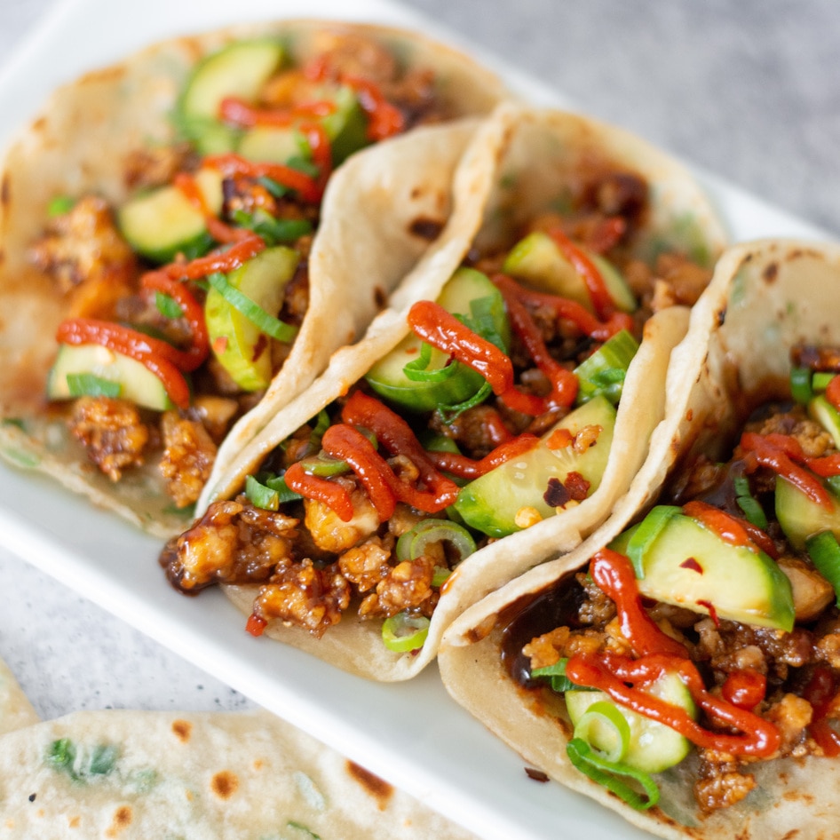 Crispy Hoisin Tofu Tacos With Scallion Tortillas